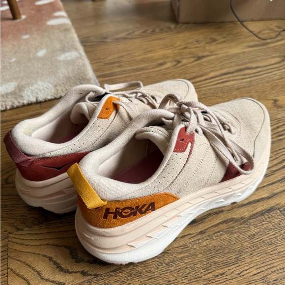 Hoka Bondi L Suede Sneakers in Beige and Brown - Picture 2 of 8